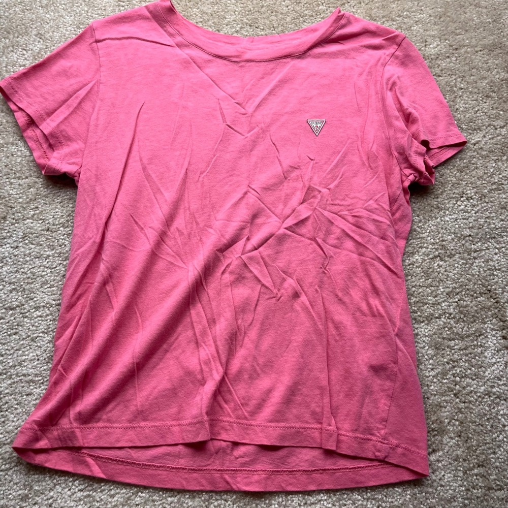 Guess Girls Pink SmartGUESS Short Sleeve Triangle Logo T-Shirt Size S